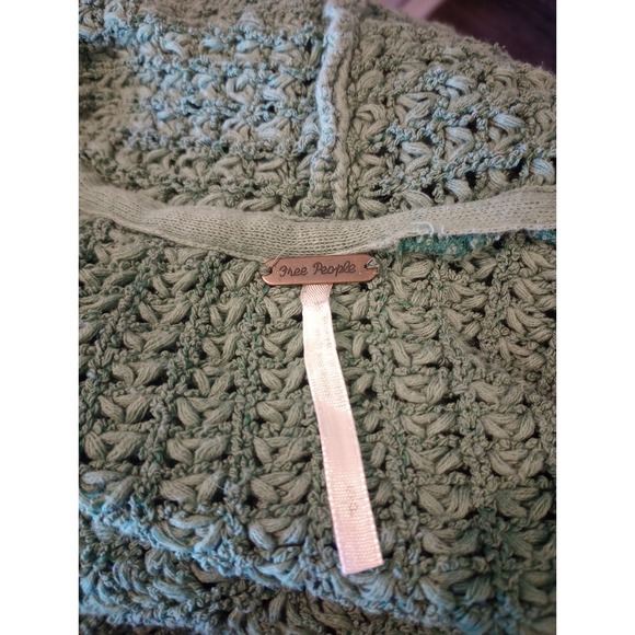 Free‎ People I'll Be Around Silk Blend Boho Cardigan Cozy Green Oversized Small - Picture 4 of 4